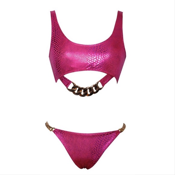 🌷 Pink Metallic Chain Bikini 🌷 - Picture 2 of 4